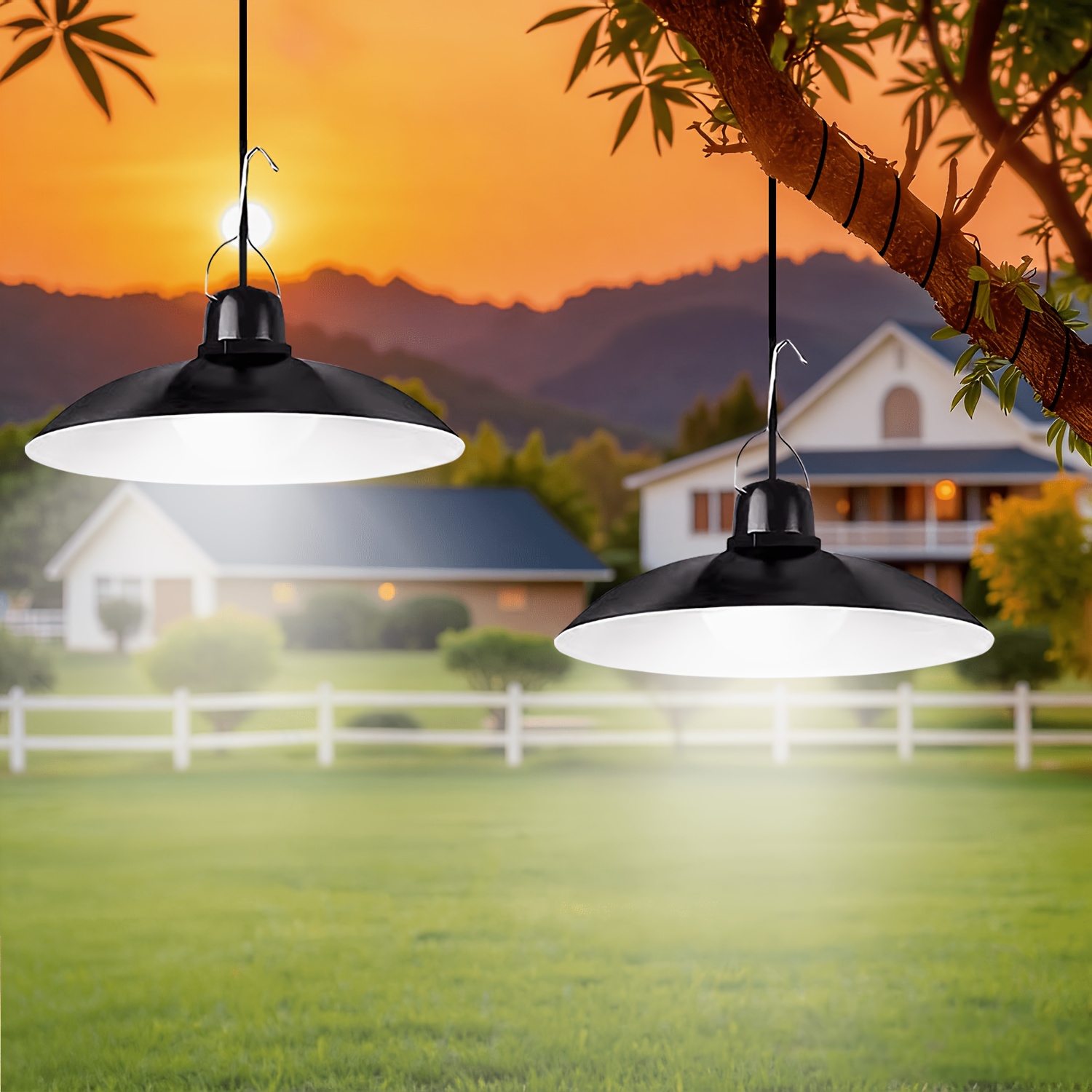 1pc ソーラーペンダントライト屋外 LED ランプダブルヘ - Room Decor Lighting Lamp のレビューと価格
