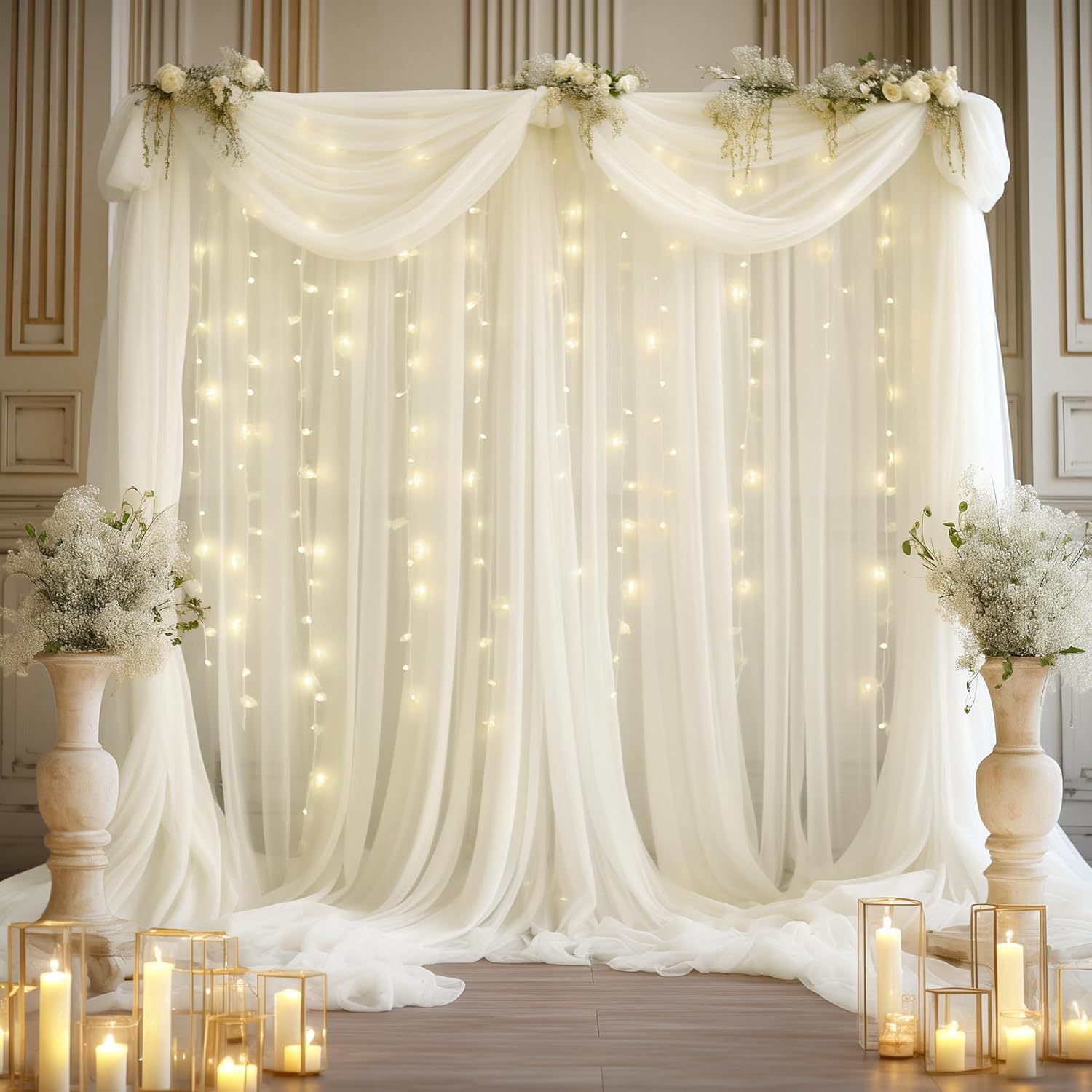 1パックのウェディングチュール背景セット、2個の1.6×3M - Decor Lighting Pack のレビューと価格