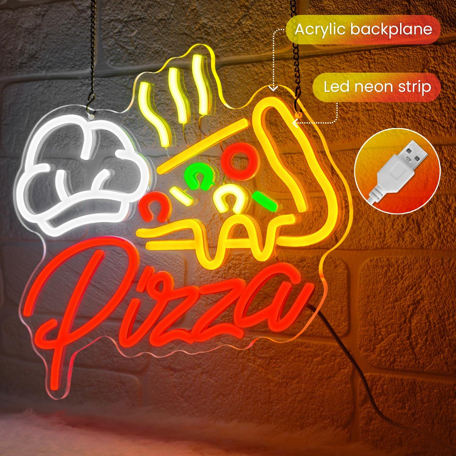ピザネオンサイン カラフルなピザLEDライト ピザショップ、 - Restaurant Lighting Decoration のレビューと価格
