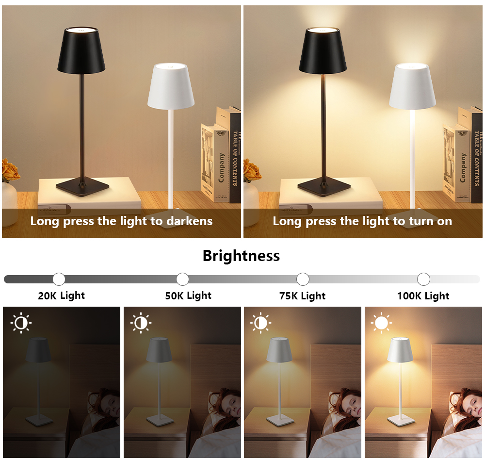 LED充電式デスクライトワイヤレステーブルランプ無段階調光タ - Decor Lighting & Decor Fires のレビューと価格